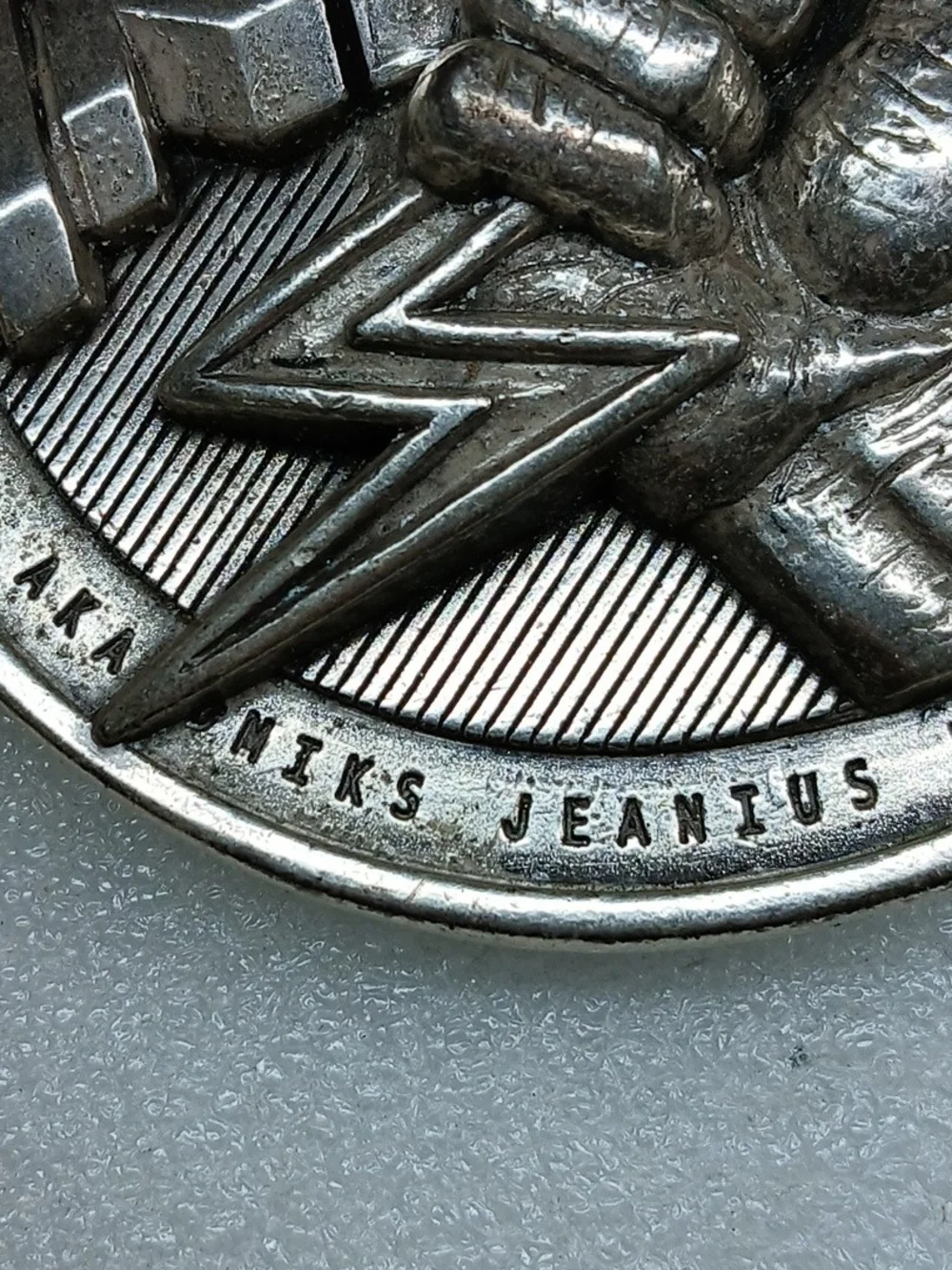 Akademiks Silver Fist Lightning Medallion Belt Buckle